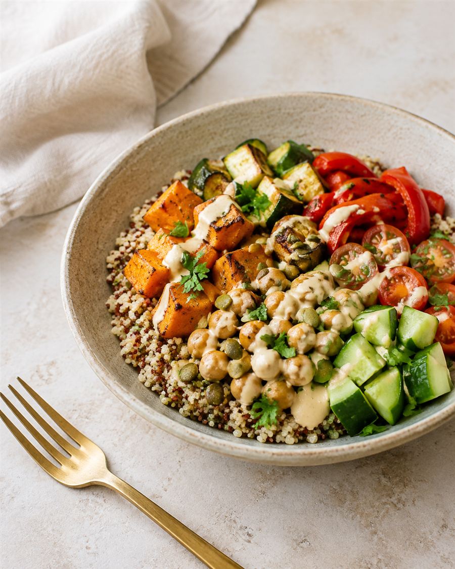 Mediterranean Rainbow Quinoa Bowl